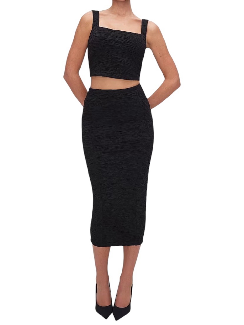 Good American “Wide Scrunchie” Midi Pencil Skirt Size Medium